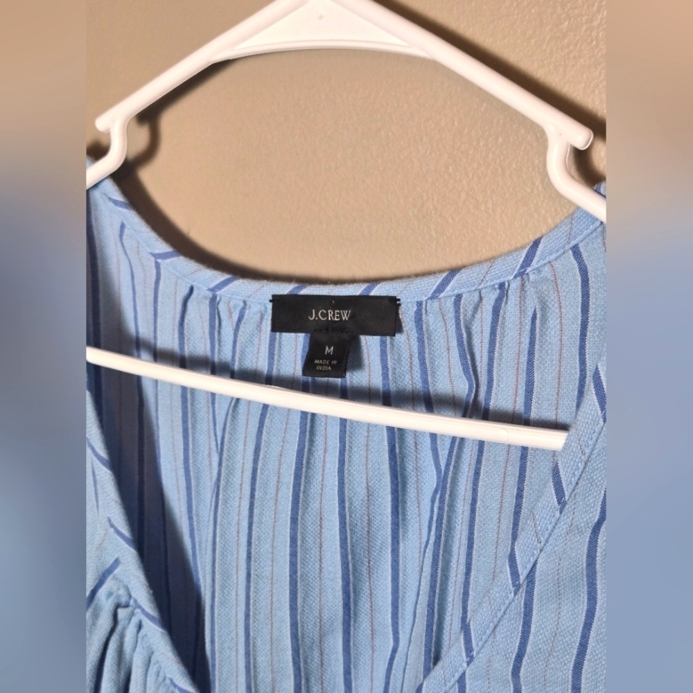 Women's J. Crew Balloon Sleeve 100% Cotton Striped Midi Dress, Size Medium - Picture 4 of 5